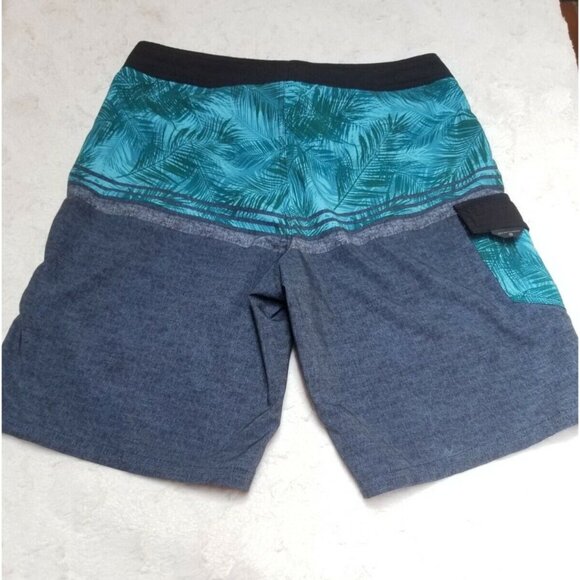 Ocean Current Mens Swim Board Shorts Size 32 Drawstring Waist Green Leaf Gray - Picture 2 of 6